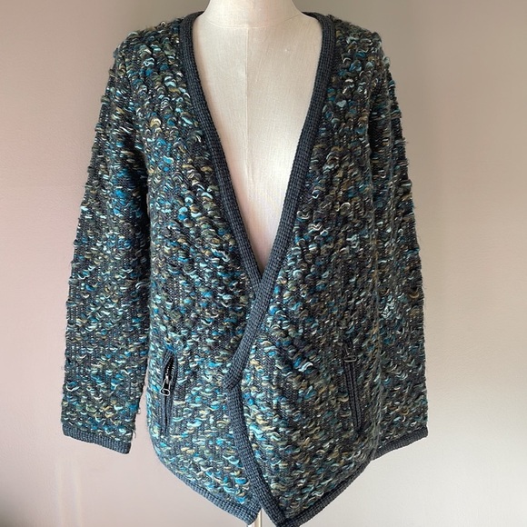 Anthropologie MOTH Keavy chunky tweed cardigan jacket sweater open front M - Picture 4 of 17